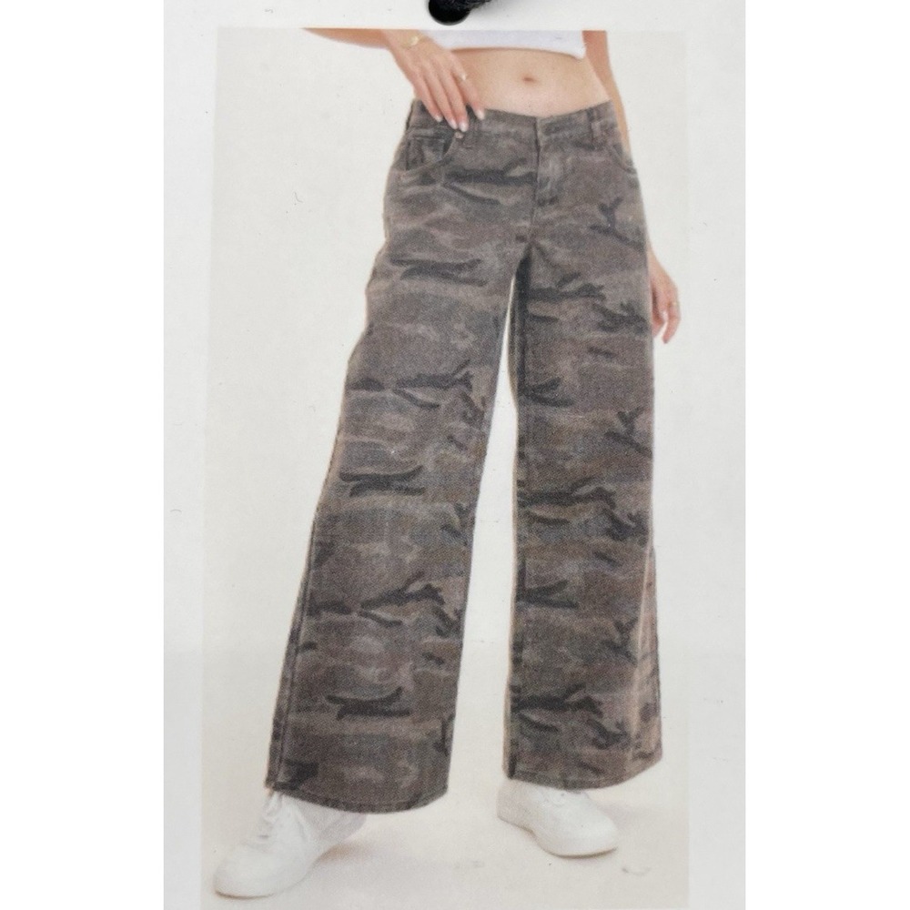 Refrain LA Wide Leg Camo Print Jeans Womens 9/29 Y2K‎ Baggy Skater Denim NWT